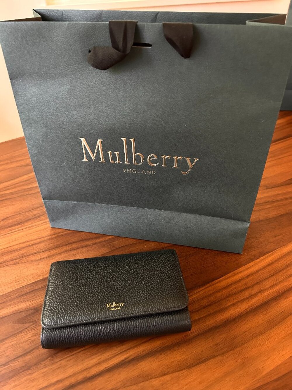Mulberry Black Leather Wallet Medium "Continental French Purse" Brand NWT
